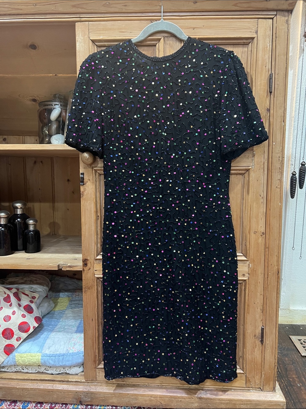Vintage Scala Black Beaded Cocktail Dress